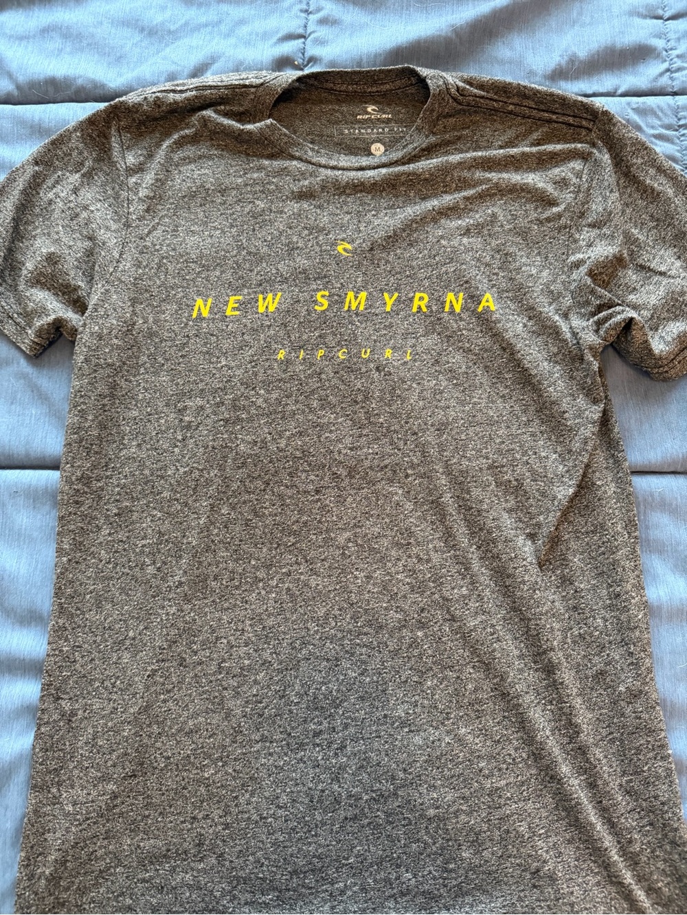 Rip Curl Gray Heather Short Sleeve Tee with Yellow Logo
